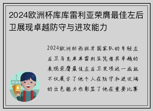 2024欧洲杯库库雷利亚荣膺最佳左后卫展现卓越防守与进攻能力 2024欧洲杯库库雷利亚荣膺最佳左后卫展现卓越防守与进攻能力
